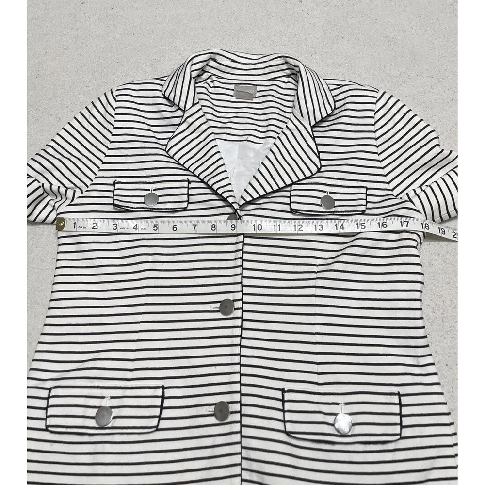 Chicos Jacket Women's Small 0 White Long Sleeve Striped Lined Button Up Coat 4/6 - Picture 6 of 9